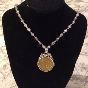 Brighton Silver and Gold Medallion Necklace